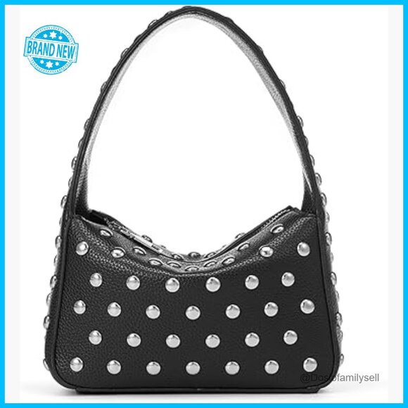 Handbags - Studded Shoulder Bag Y2K Purse Small PU Handbag Chic Street Wear